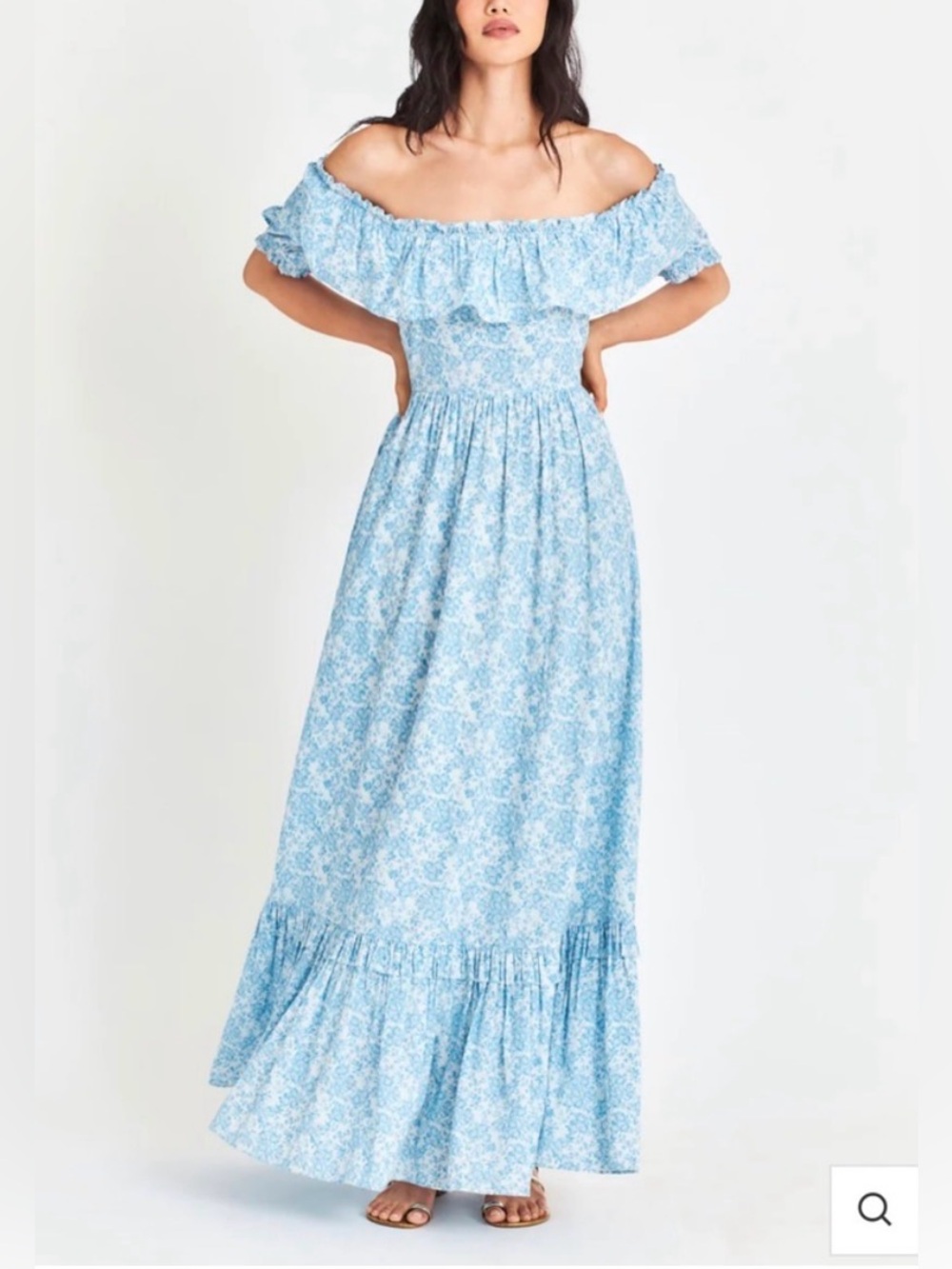 NWT LoveShackFancy Tara Maxi Dress in Spa Blue, Size 2